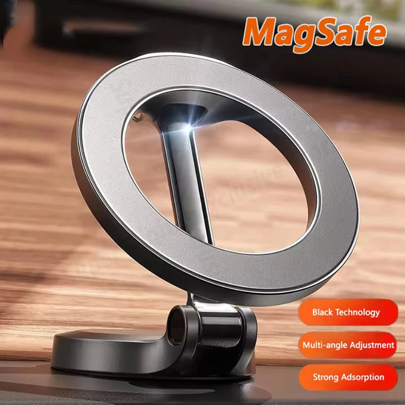Upgrade MagSafe Car Phone Holder Car Magnetic Phone Stand Strong Magnetic 360°Rotatable Foldable Metal Suction Cup Phone Mount