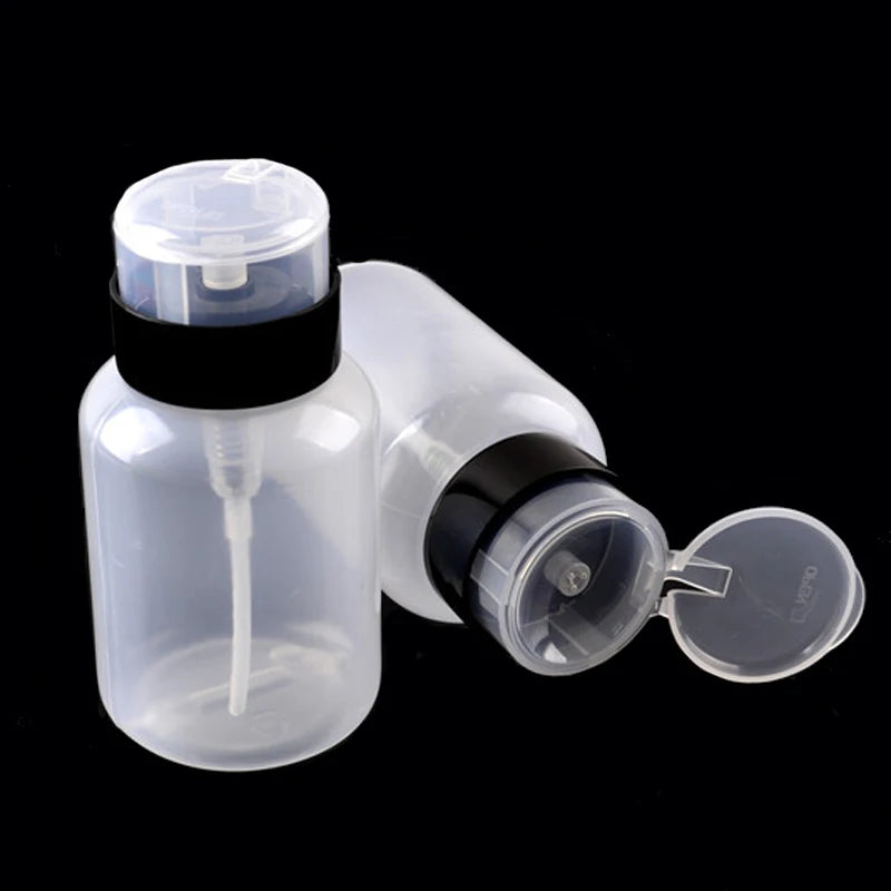 Empty Nail Art Polish Clean Bottle Clear Pump Dispenser Liquid UV Gel Polish Dirty Cleanser Remover Bottle Tools Pink Black