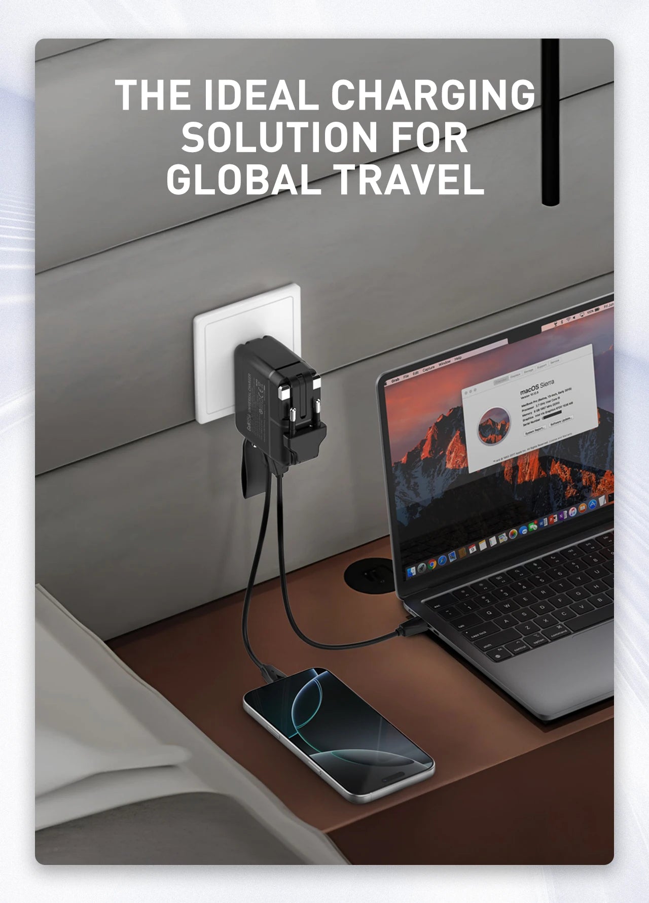 LDNIO GaN 65W Fast Charger Type C Universal Travel Adapter With US EU UK AUS Plug All-in-One Portable USB Charger For Travel