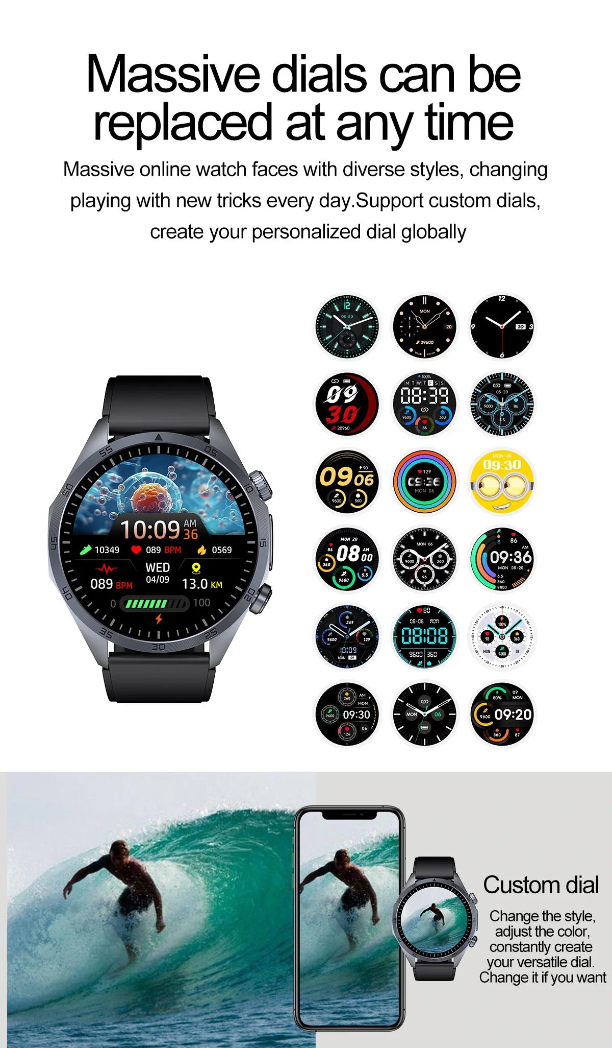 2025 Laser Pulse Uric Acid Blood Fat Nursing Smart Watch Men Body Fat Blood pressure ECG+PPG Sleep aid Treatment Health Watch