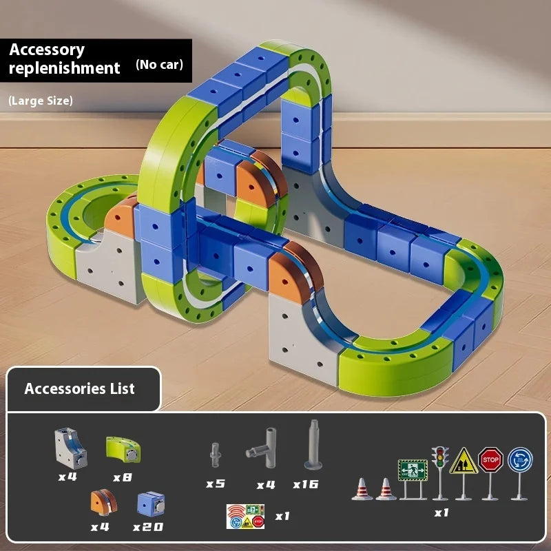 Magnetic Car STEM Racing Car Railtrack Set 2025 - Montessori Motorized Train & Gravity Maze Toy, Educational Gift for Kids