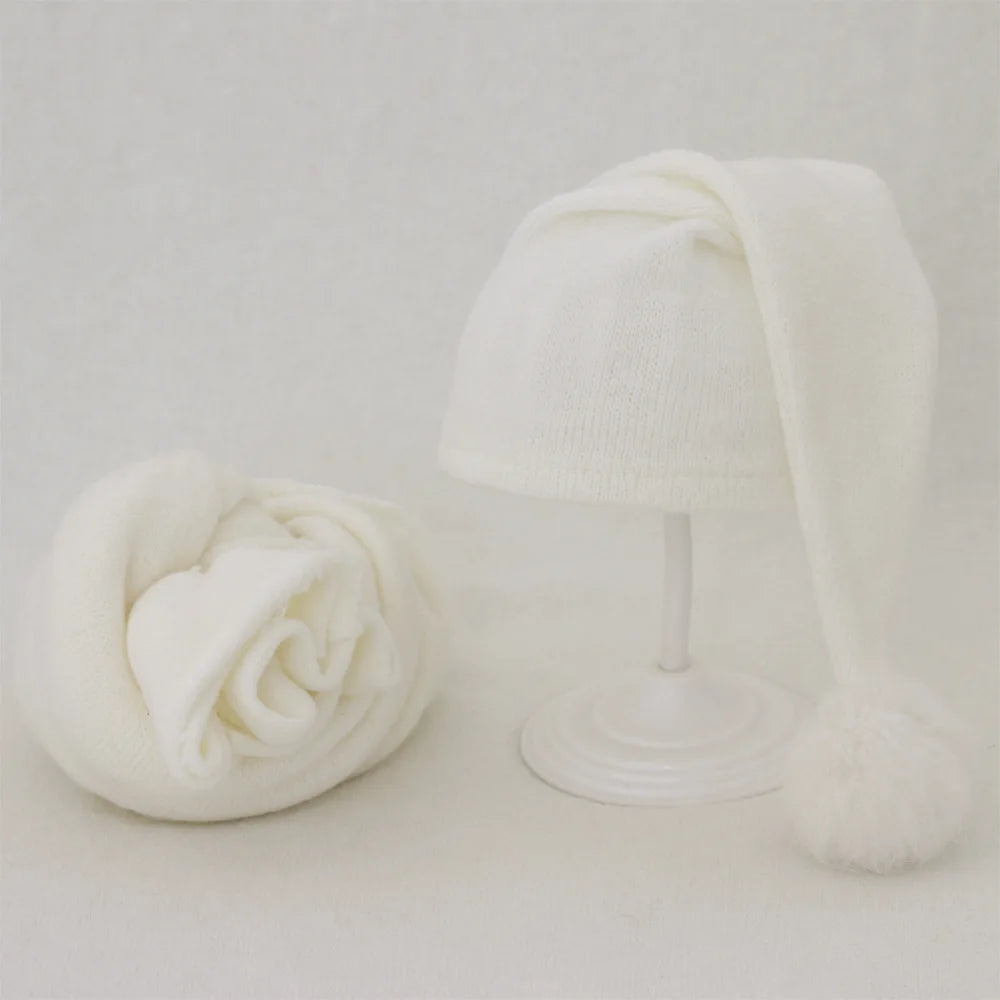 Baby Hat Newborn Photography Props Blanket Wrap Baby Fur Ball Knitted  Beanie Hat Baby Photo Shoot Accessories