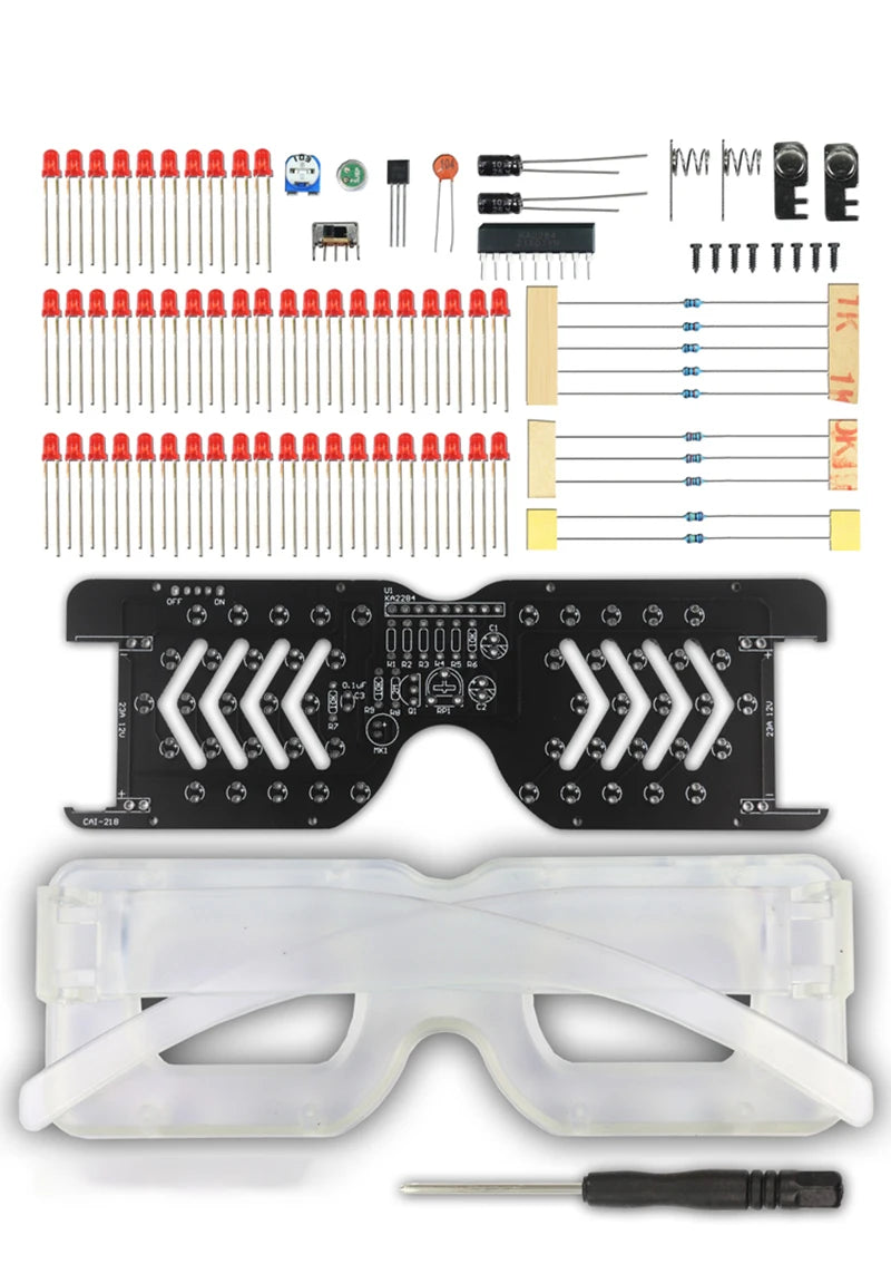 Voice Activated LED Light Emitting Glasses Making Kit Light-emitting Diode Flashing Light DIY Electronic Kit Soldering Assembly