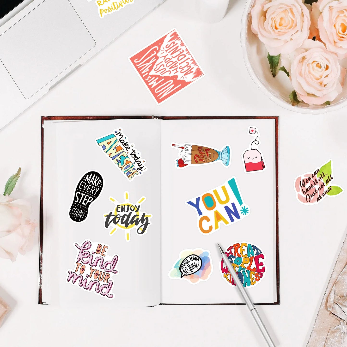 50Pcs Inspirational Stickers for Water Bottles, Motivational Stickers for Teens, Students, Teachers, Vinyl Waterproof Durable