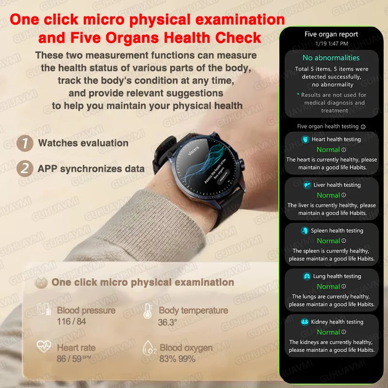 2025 Laser Pulse Uric Acid Blood Fat Nursing Smart Watch Men Body Fat Blood pressure ECG+PPG Sleep aid Treatment Health Watch
