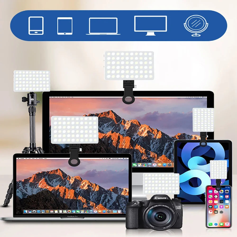 طقم إضاءة LED للهاتف المحمول، مصباح إضاءة للتصوير الفوتوغرافي، مزود بمنفذي شحن USB PD، مناسب للبث المباشر، صور السيلفي، ومؤتمرات الفيديو.