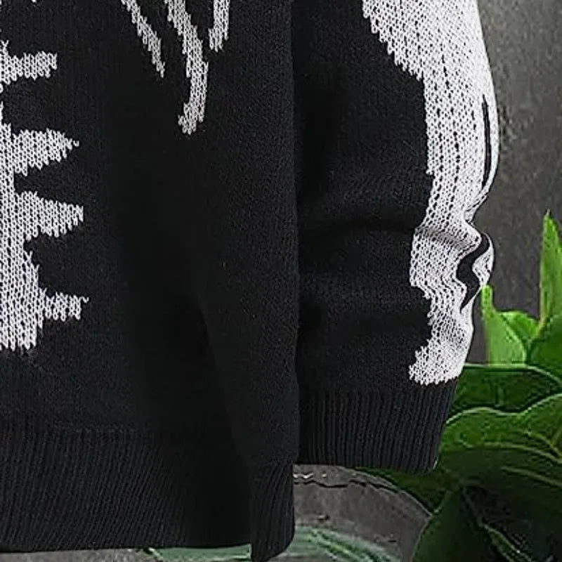 Autumn Winter Knit Sweater Coat 2026 Halloween Skull Knitted Cardigan Women Loose Female V Neck Coat Long Sleeve Tops Jacket