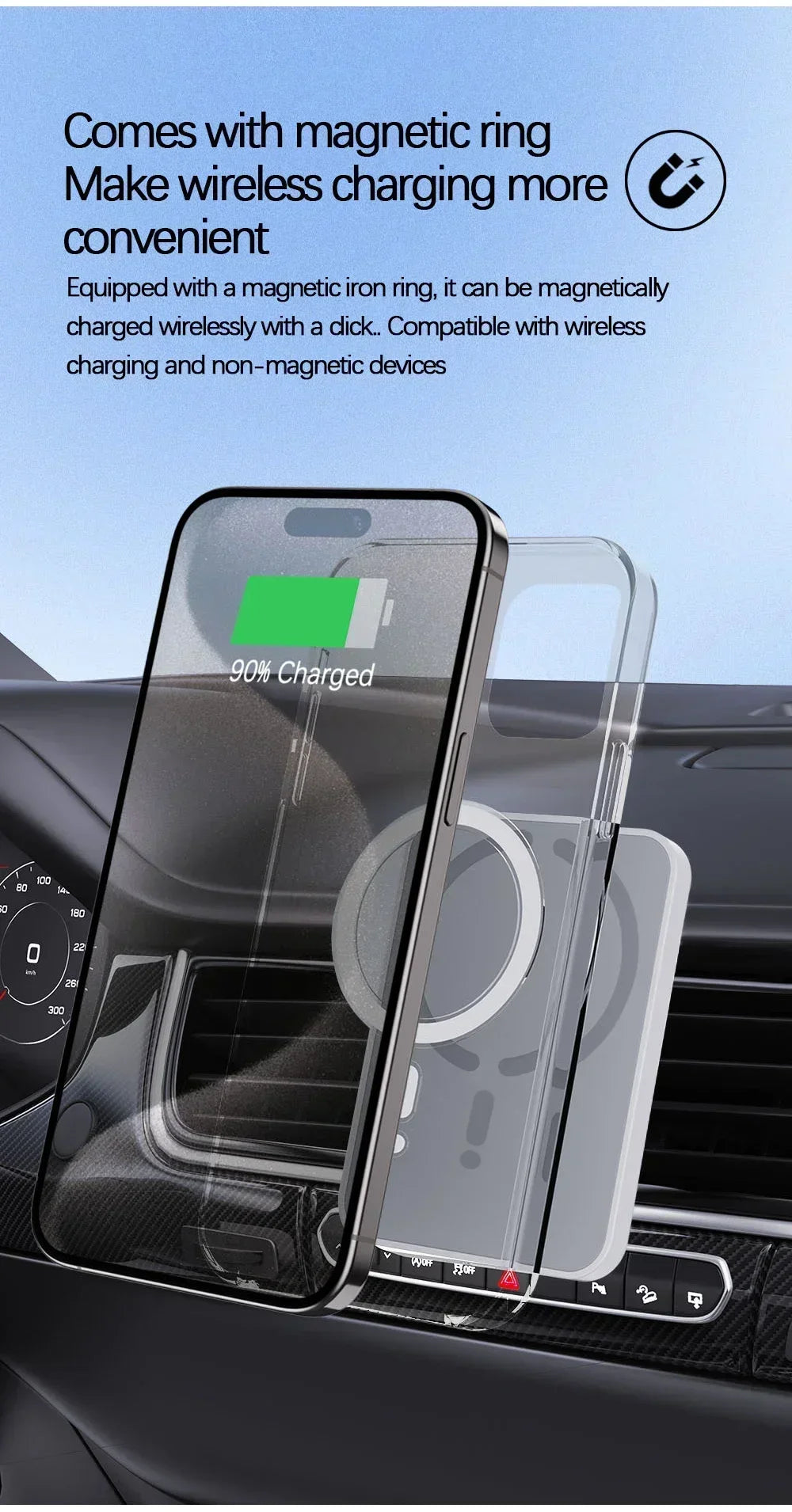 Wireless Charging Magnetic Air Outlet Phone Holder Stand 30W Quick Charging Pad For Magsafe iPhone 16 15 14 13 12 Pro Max 12 XS