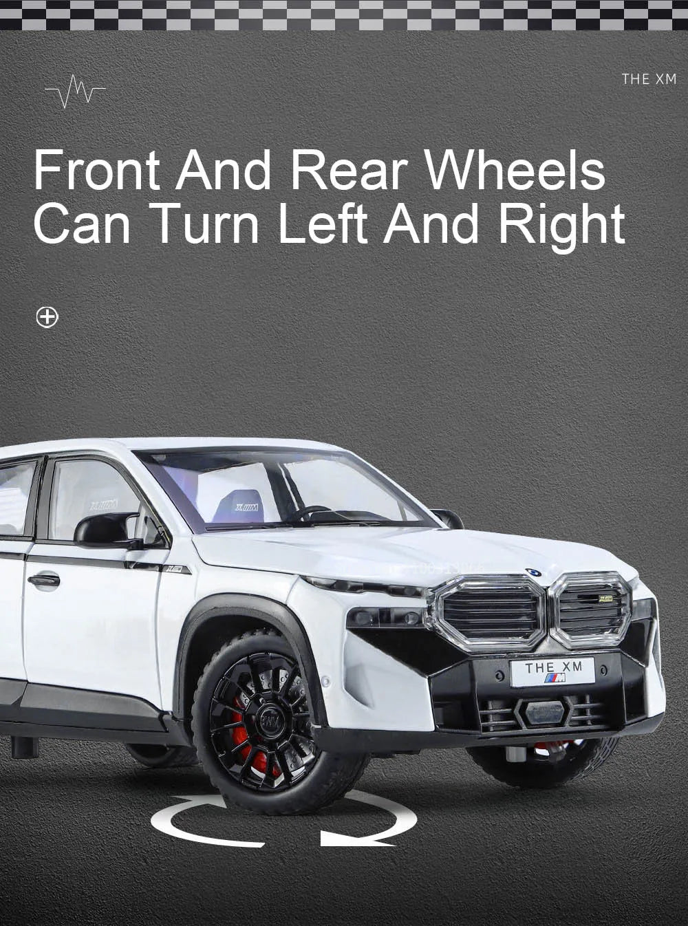 1/24 The XM Alloy Car Models Toy Diecasts Off-road Vehicles with Light Sound Pull Back Function SUV Car Toys for Kids Boys Gifts