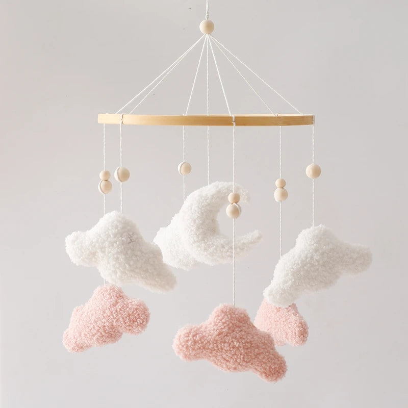 Baby Crib Mobile Rattle Toy 0-12Months Infant Soft Felt mobile Teddy Velvet Bear Bed Bell Hanging Toy Holder Bracket Crib Toy