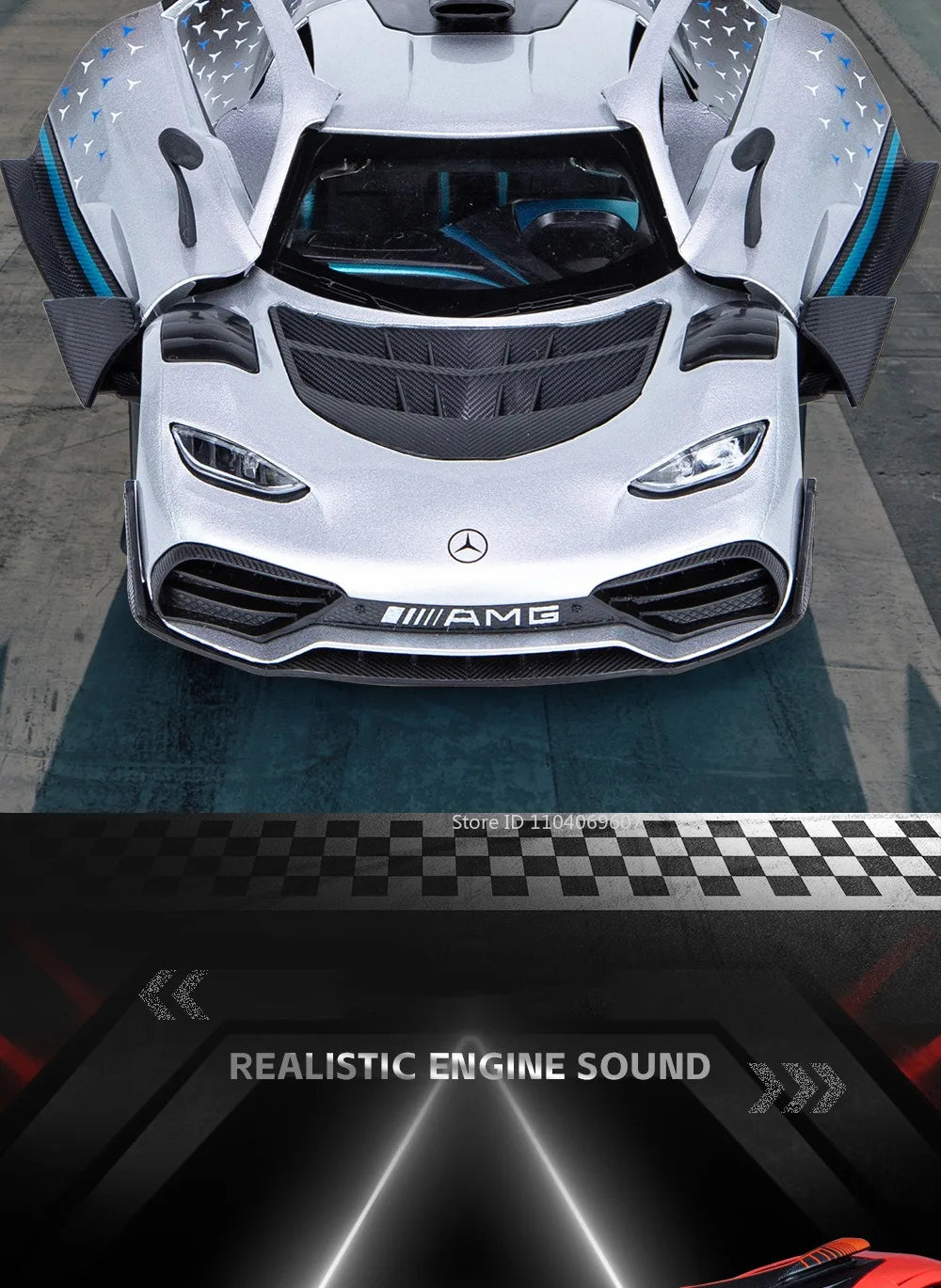 Scale 1:24 ONE Sports Car Model Toy Modified Metal Diecast Free Wheeling Vehicles Simulation Sound & Light Gift for Children