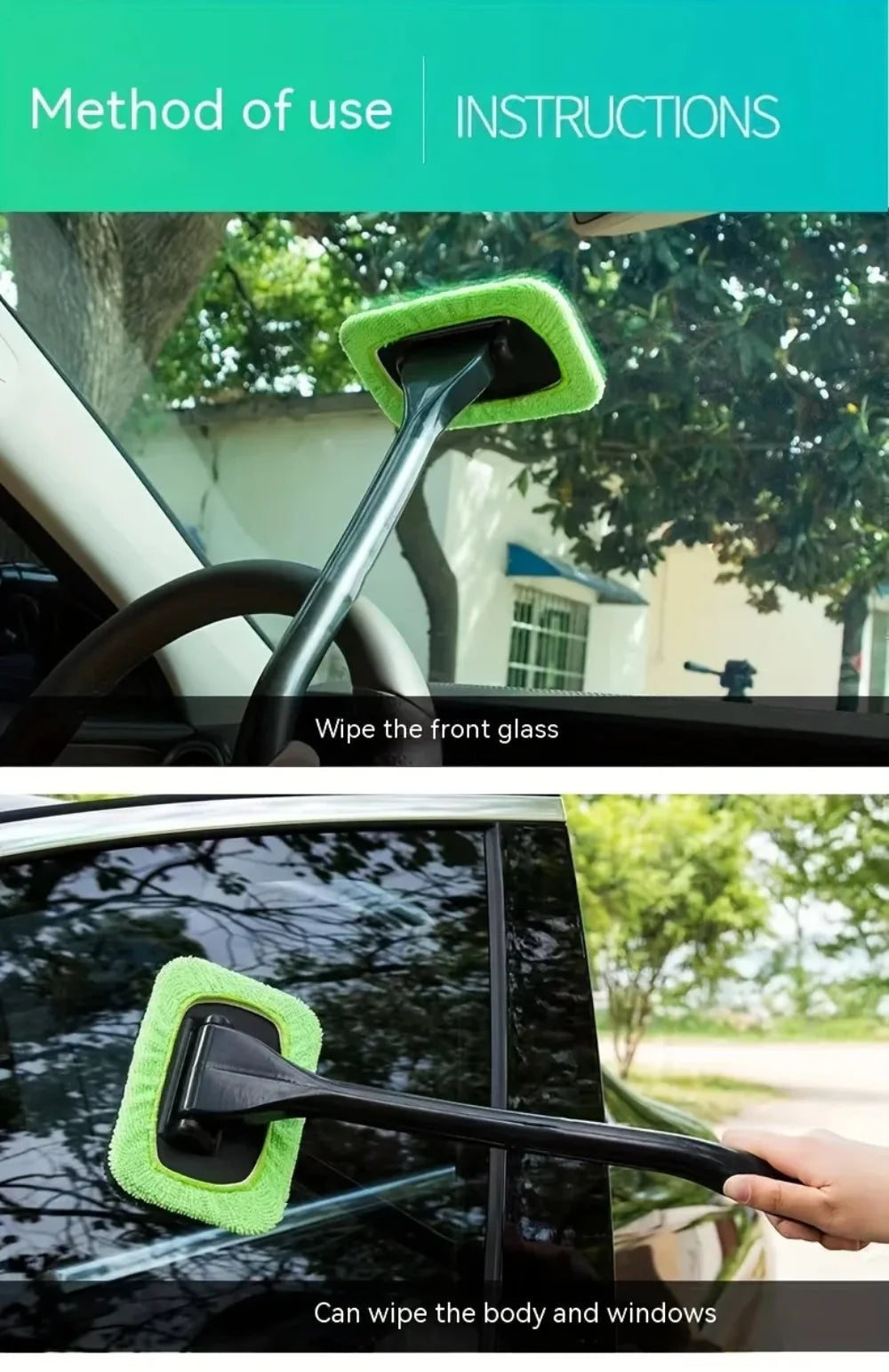Car Front Windshield Cleaning Brush Interior Dust Removal Window Scraping Towel Sponge And Scratch Free Cleaning Tool Set