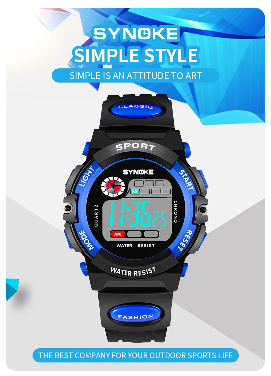 Student Sport Watches For Kids Colorful Electronic Watches Waterproof Clock Children Digital Watch For Boys Fashions Synoke