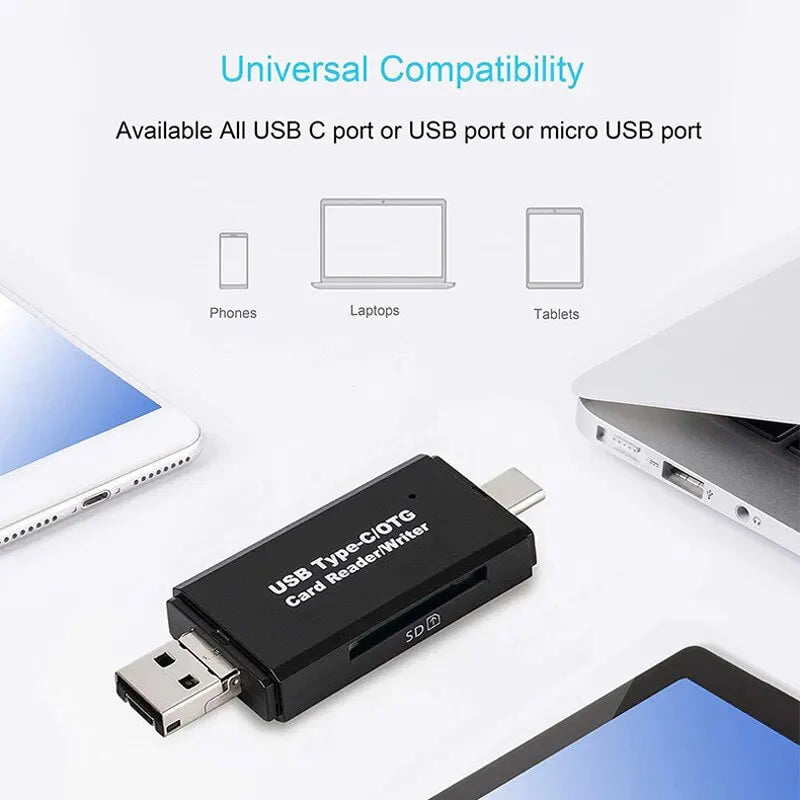 USB Type C Adapter 3 in 1 Computer Android Mobile Phone Dual Use Typec Multifunctional OTG Card Reader Mini Camera TF SD Card