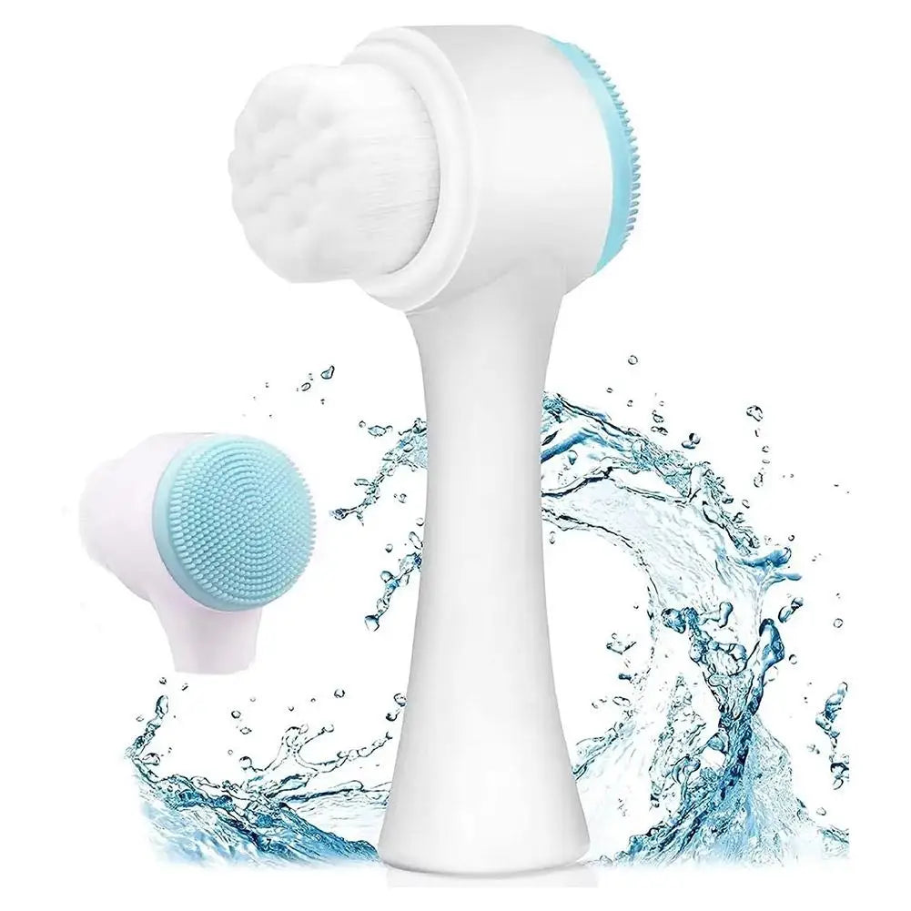 3D double sided silicone Face Cleansing Brush Soft Bristles Exfoliator Gentle Face washing and scrubbing tool