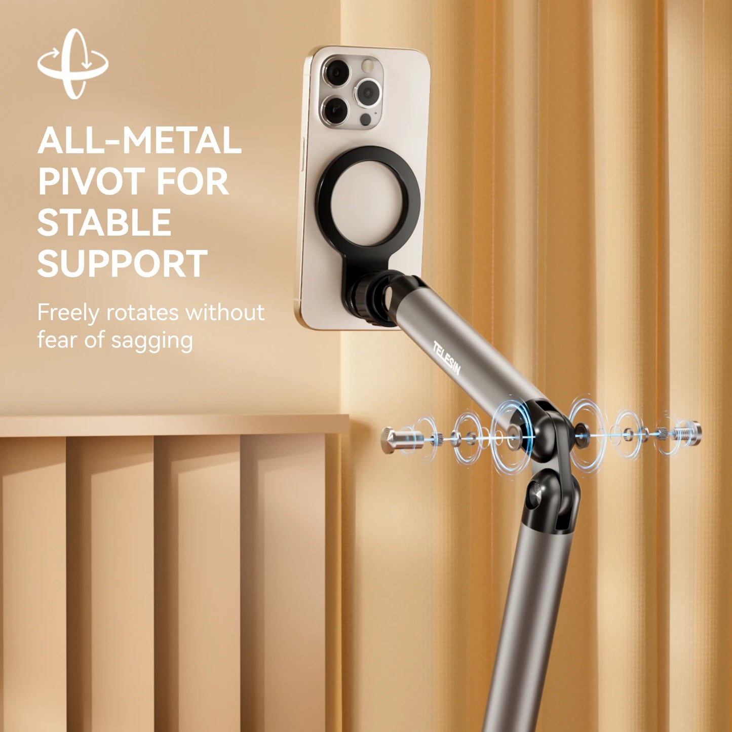 TELESIN Universal Magnetic Mobile Phone Quick Release Photography Stand Holder Aluminium alloy Phone Stand For Smart phone