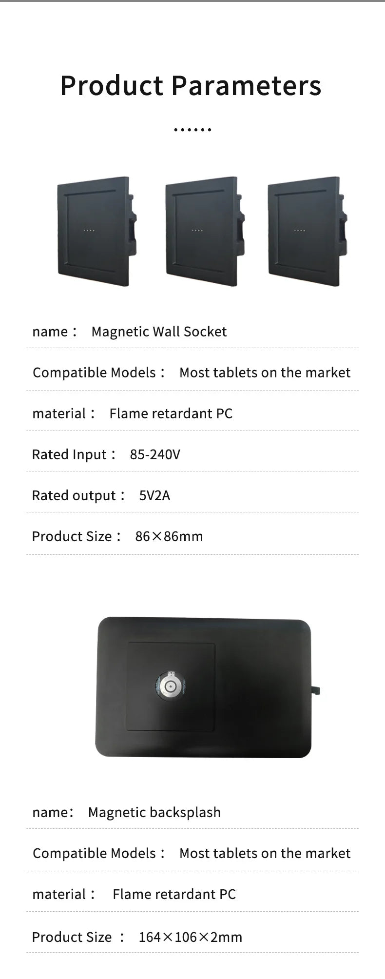 Wall Mounted Tablet Holder Wireless Charger Magnetic Bracket Type-C USBC for Android iPad Home Central Control Panel Accessories