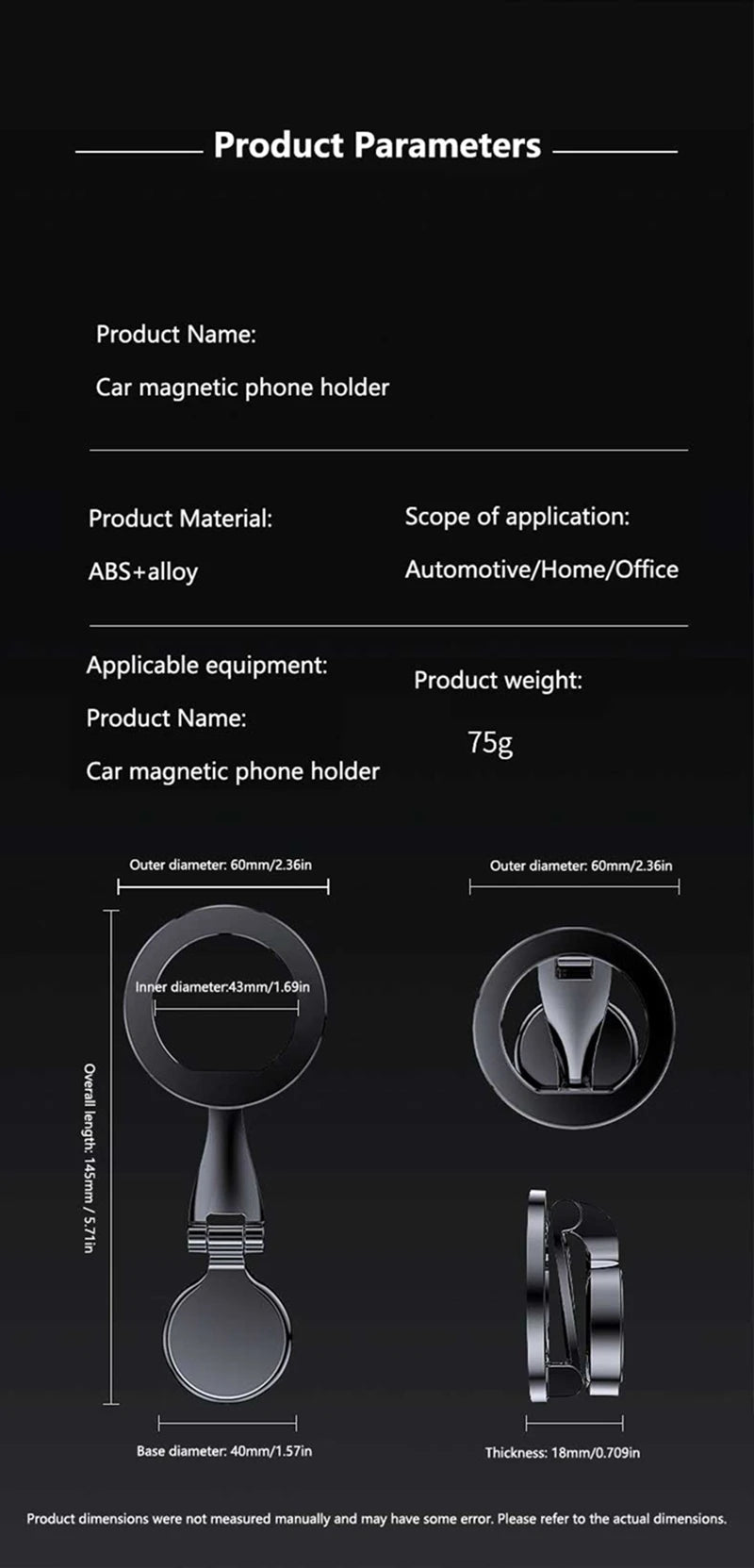Upgrade MagSafe Car Phone Holder Car Magnetic Phone Stand Strong Magnetic 360°Rotatable Foldable Metal Suction Cup Phone Mount