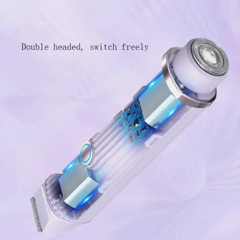 Electric Shaver for Women Waterproof Wet & Dry Hair Razors 2 in 1 Double Head Dual Bikini Hair Trimmer Detachable Head Shaver
