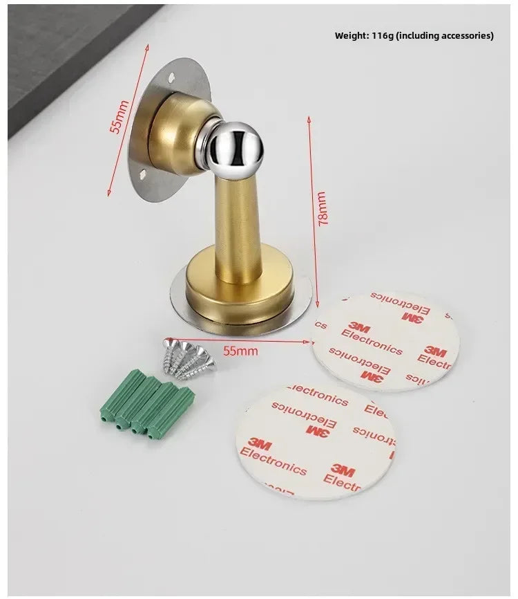 1PCS Stainless Steel Door Stopper Bathroom Magnetic Door Stop Heavy Duty Floor Wall Mount Wind-Proof Door Holder Hardware 2025