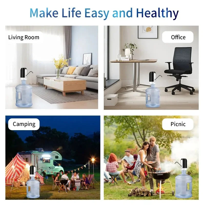 USB Water Dispenser Waterer Drink Items Automatic Manual Pump Rechargeable Electric Kitchen. Bottle Dispensing Drinkware Carboy