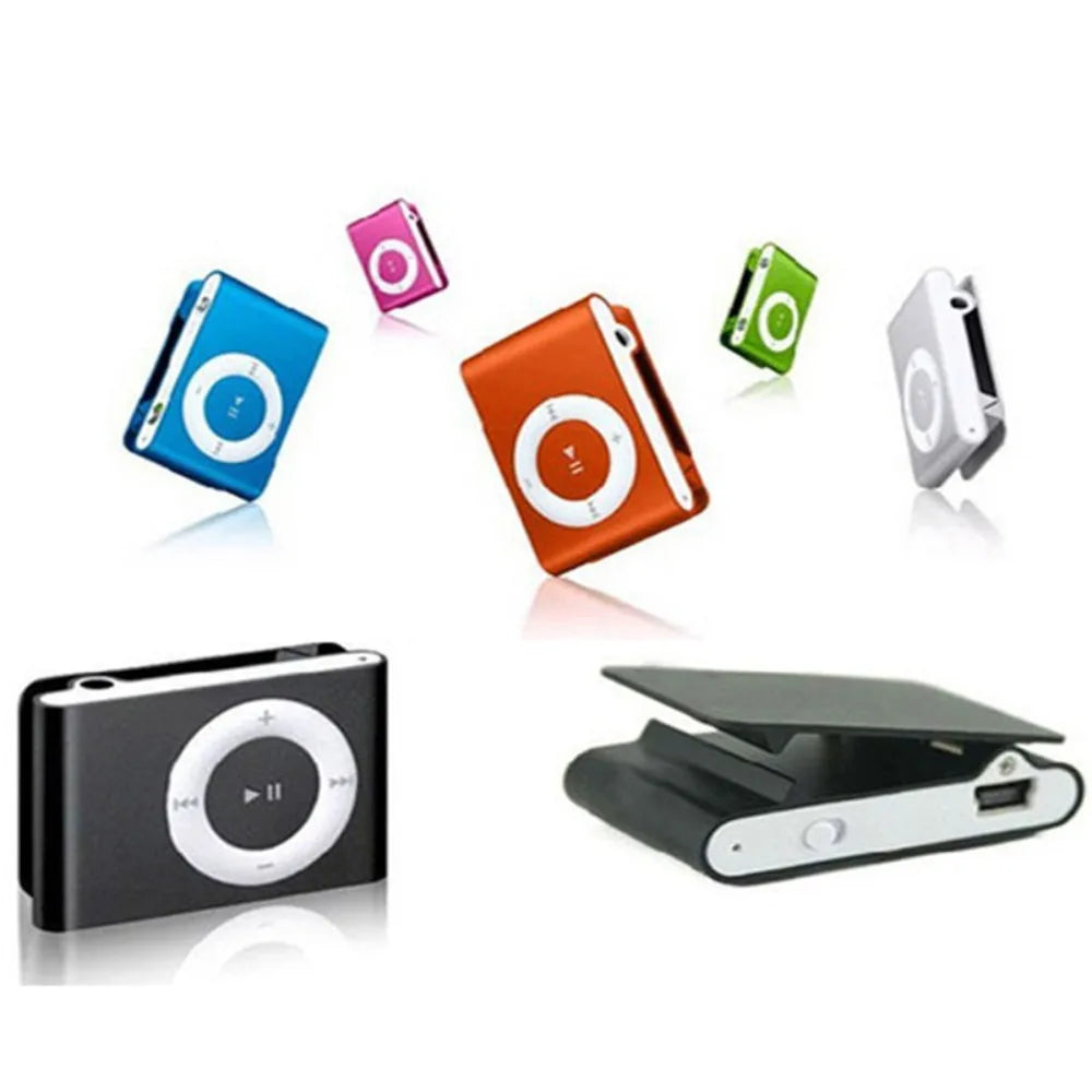 مشغل MP3 صغير جديد محمول يعمل بمنفذ USB، بتصميم أنيق ومشبك ملون، يدعم بطاقات الذاكرة الخارجية (TF).