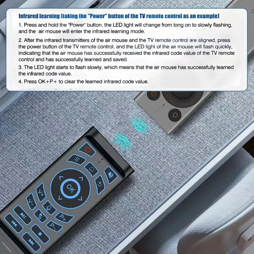 Air Mouse Remote Control Gyroscope 7 Color Backlit Dual Mode BT5.2 2.4G Wireless Keyboard Mouse For PC Android Smart TV Box