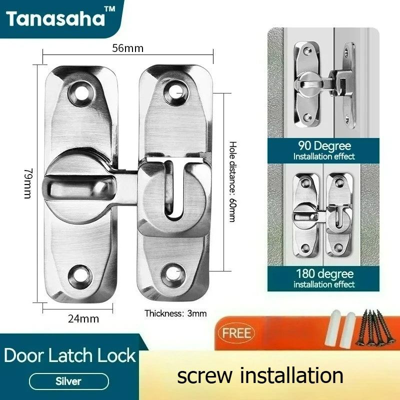 Hasp Latch Door Lock Anti-theft Buckle Latch Zinc Alloy Black Cabinet Locks Safety Lock Sliding Door Lock Door Bolts Hardware