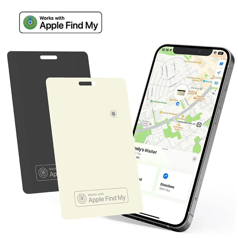 Airtag Card Wallet Tracker Thin 1.6mm, Rechargeable Air Tag Compatible with Find My (iOS Only), Item Finder Locator for Luggage
