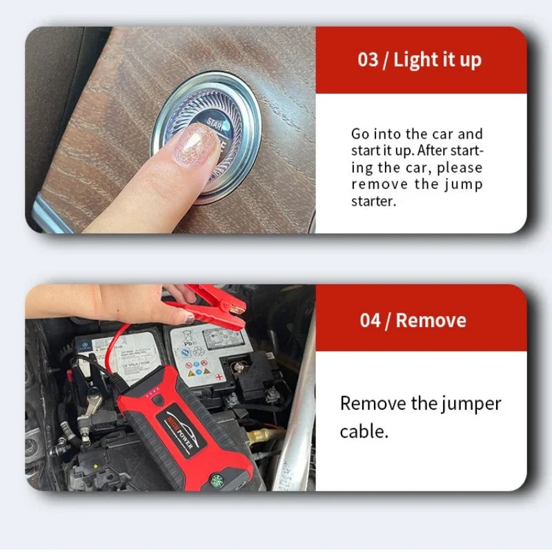 Portable Car Battery Starter Auto Jump Starter 99800mAh Petrol Diesel Car Emergency Booster Start Power Supply 12V For Cars