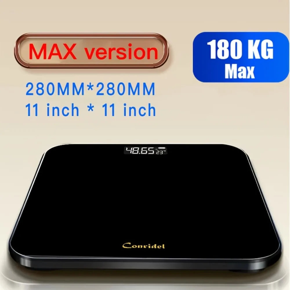 Smart Electronic Scale High Precision Body Fat Measurement Battery Powered LCD Display with Temperature Elegant Black Design