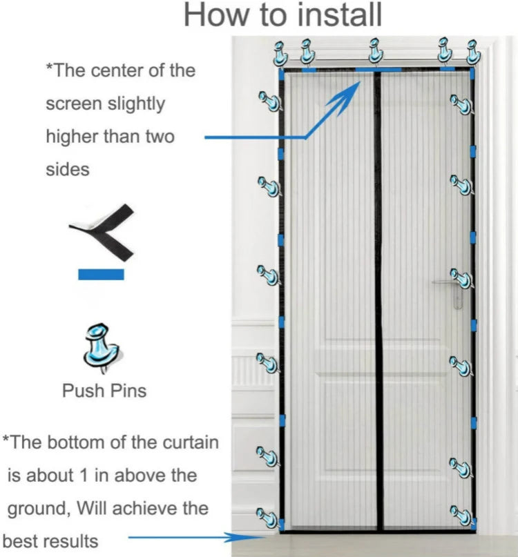 Mosquito Net Curtain Magnets Door Mesh Insect Sandfly Netting with Magnets on The Door Mesh Screen Automatic Closing Door Screen