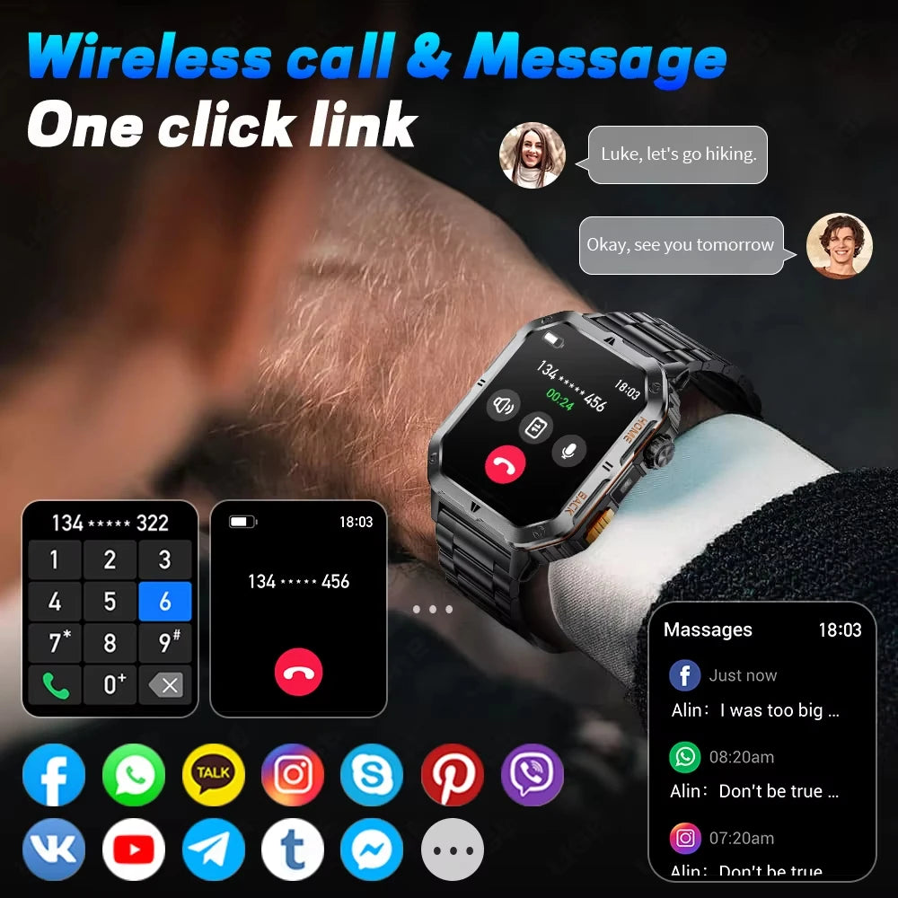 ساعة ذكية عسكرية متينة جديدة للرجال من شاومي، مزودة بنظام تحديد المواقع العالمي (GPS)، تدعم مكالمات البلوتوث، ومراقبة الصحة، والذكاء الاصطناعي الصوتي، ومقاومة للماء، مصممة خصيصًا للرياضة.