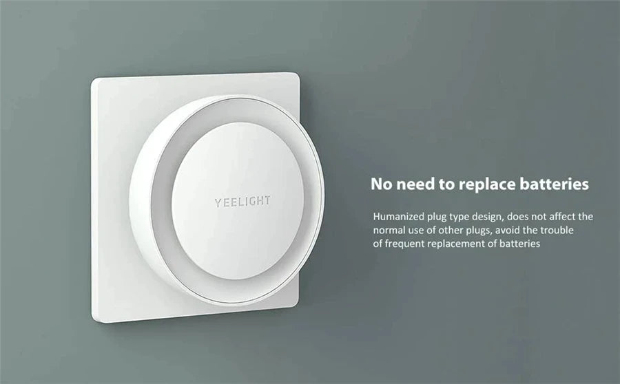 مصباح ليلي ذكي من Yeelight، مزود بتقنية التعرف الذكي، موفر للطاقة، استهلاك منخفض للطاقة، مزود بمستشعر ضوئي، قابس أوروبي