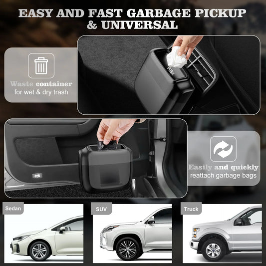 Mini Car Trash Can Hanging Car Storage Box ABS Side Door Trash Can Integrated Built-in Trash Bag Auto Parts Interior Accessories