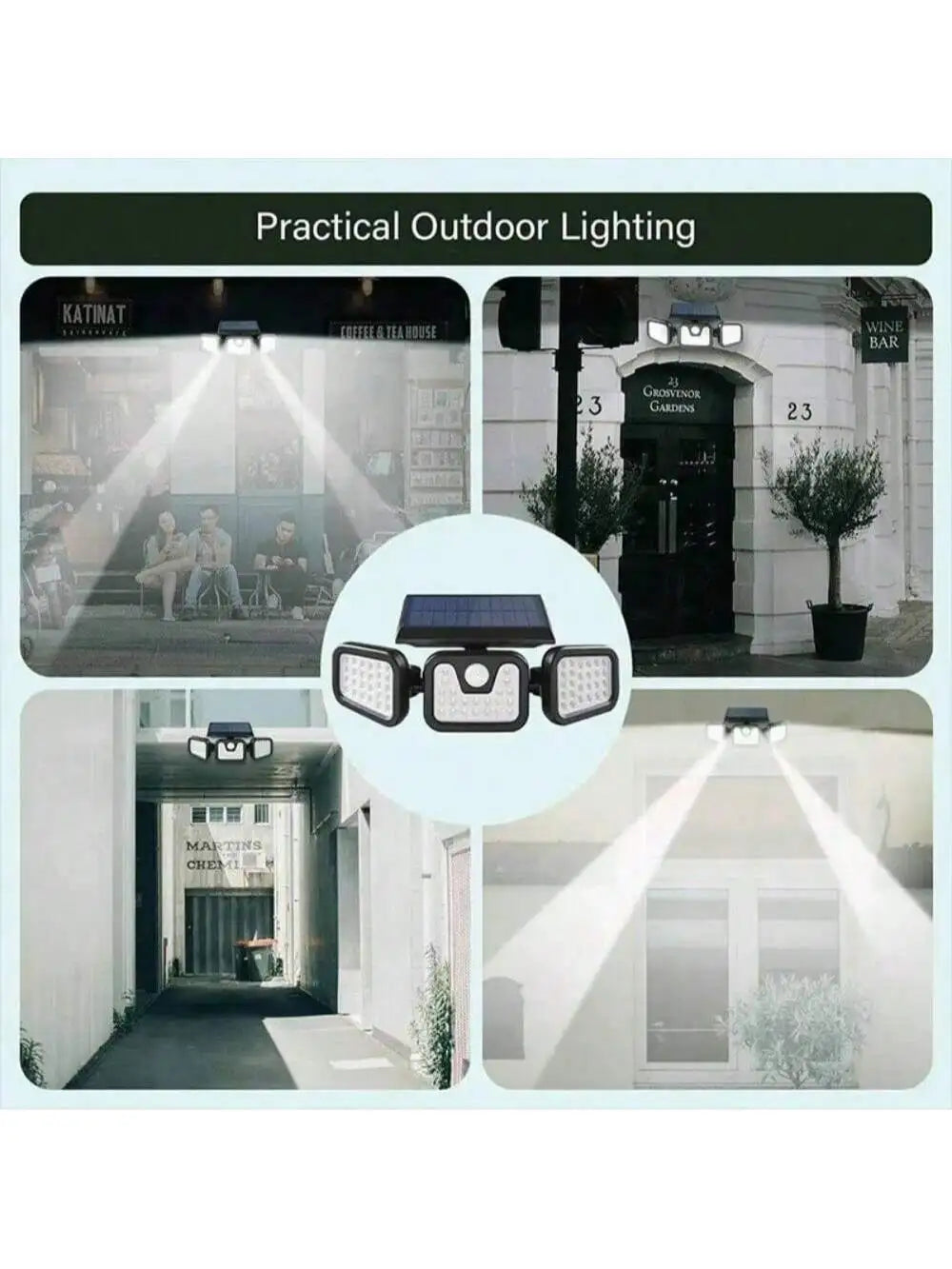 2025 Upgraded Solar Security Lights Outdoor 270° Human Detection&3-Heads Adjustable IP65 Waterproof Motion Sensor Flood Light fo