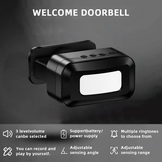 Wireless Guest Welcome Chime Alarm Door Bell PIR Motion Sneosr for Shop Company Entry Security Protection Smart Doorbell