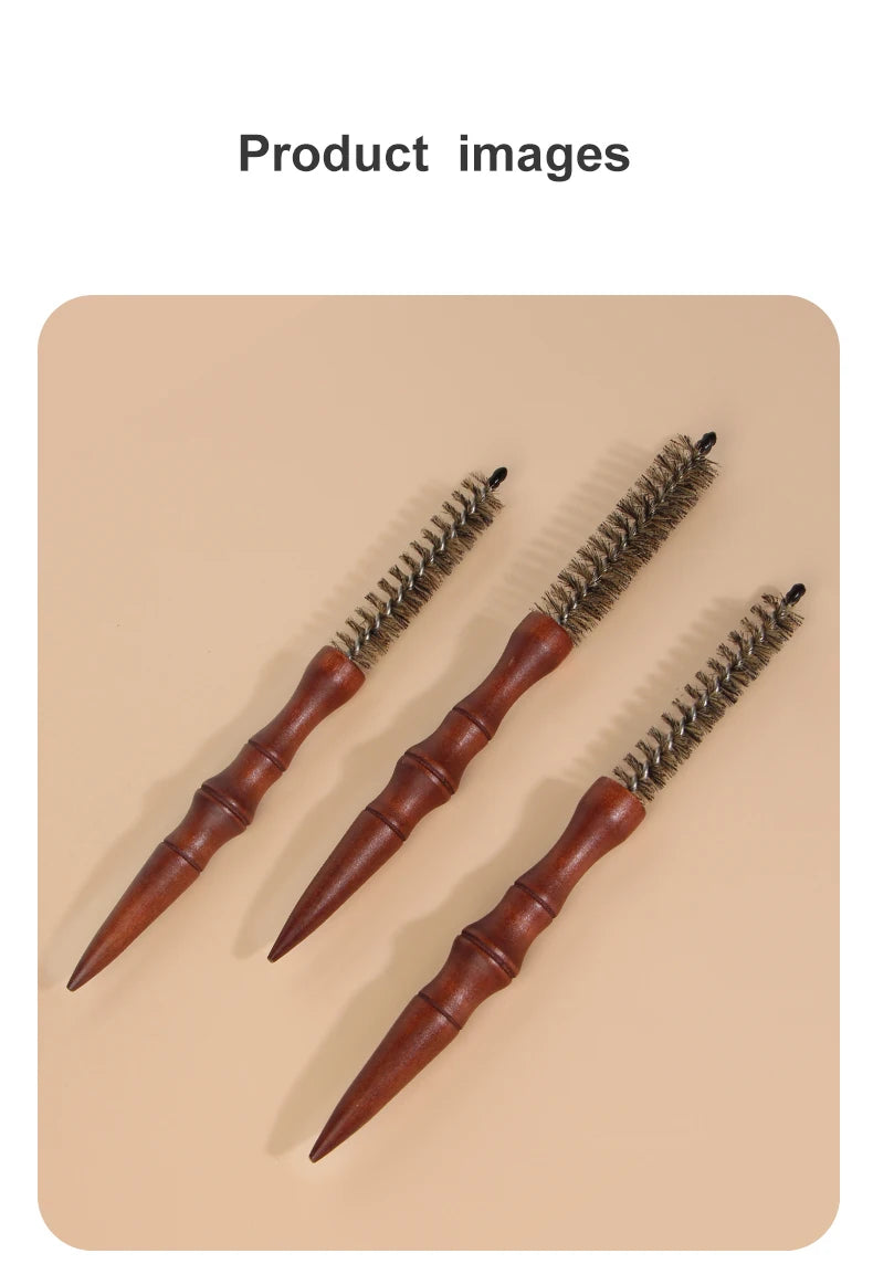 Mini Curling Comb Hair Salon Hairstyle Multi-functional Small Portable Round Wooden Roller Styling Beard Care Tool for All Hair