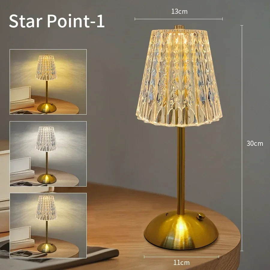 USB Rechargeable LED Table Lamp Touch Sensor Desktop Night Light For Bar Hotel Restaurant Bedroom Atmosphere Room Decor Lighting
