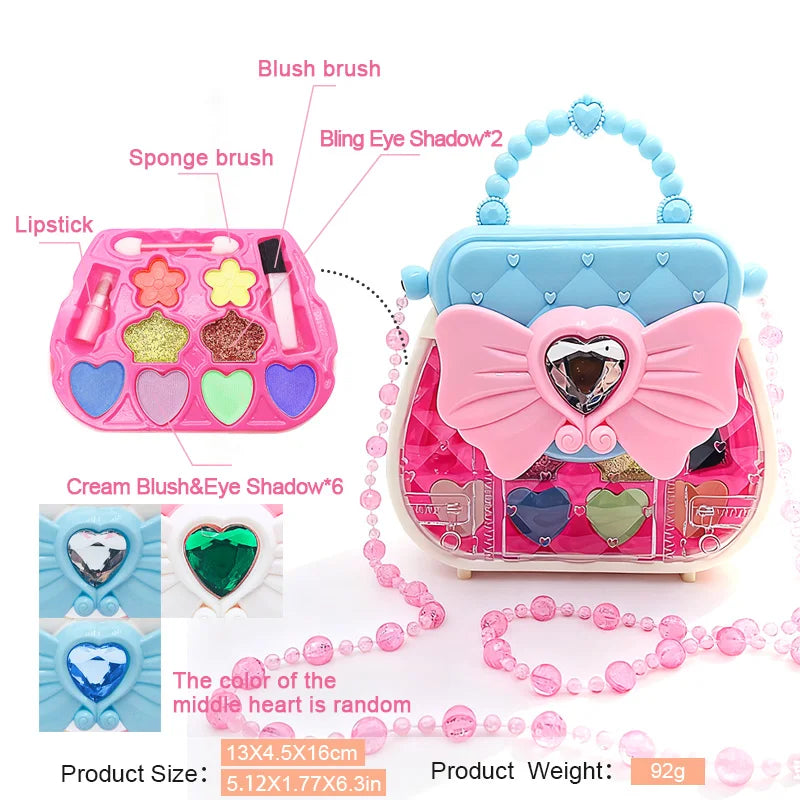 Kids' Dress-Up Toy Set: Makeup Kit, Bowknot Handbag, Jewelry Crossbody Bag | Ideal Gift for Party, Birthday, Christmas