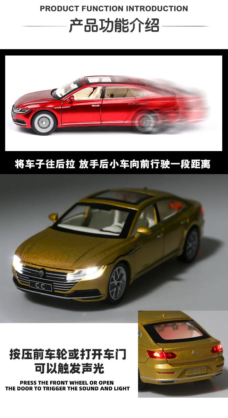 1:32 Volkswagen CC Alloy Toy Car Metal Die-casting Model Sound And Light Pull Back Toy Car Kids Gift Toys For Boys