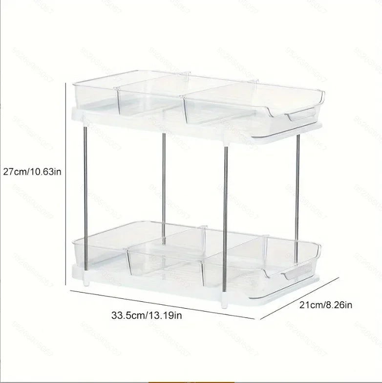 2-Tier Pull Out Under Sink Storage Shelf - Multi-Purpose Organizer for Bathroom Cabinet & Kitchen Pantry