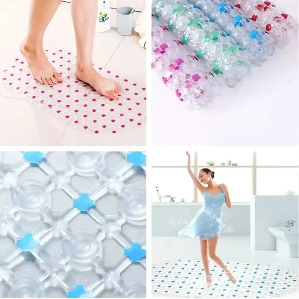 New Non-slip PVC Anti-skid Bath Mats Soft Shower Mat Massage Mat with Suction Cup Non-slip Bathtu Bath Mat Bathroom Accessories