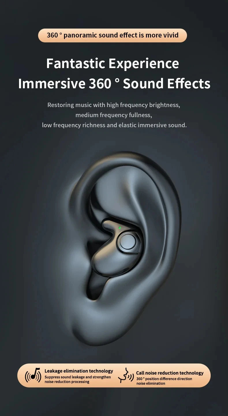 Sleep Invisible Headset Noise Cancelling Wireless Headsets Waterproof Sports Stereo With Mic Bluetooth Earohone