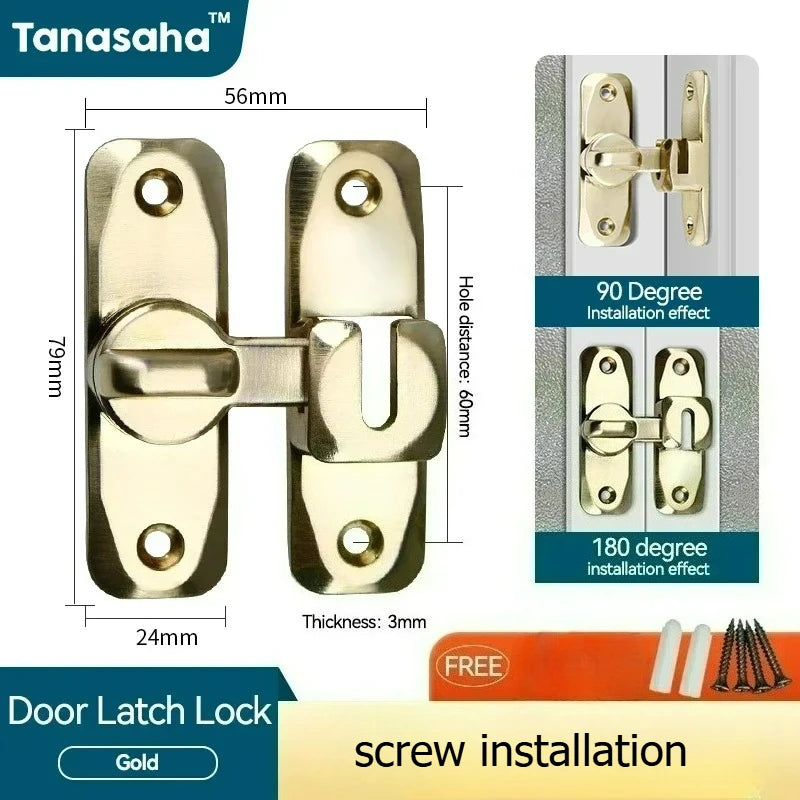 Hasp Latch Door Lock Anti-theft Buckle Latch Zinc Alloy Black Cabinet Locks Safety Lock Sliding Door Lock Door Bolts Hardware
