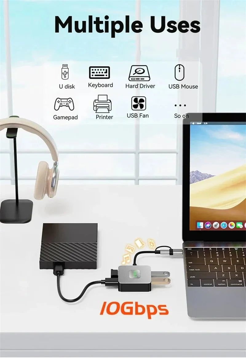 USB C 3.0 HUB Type C to Multi 4K HDMI Monitor Video Converter RJ45 Ethernet VGA PD Power Adapter Docking Station Laptop Splitter