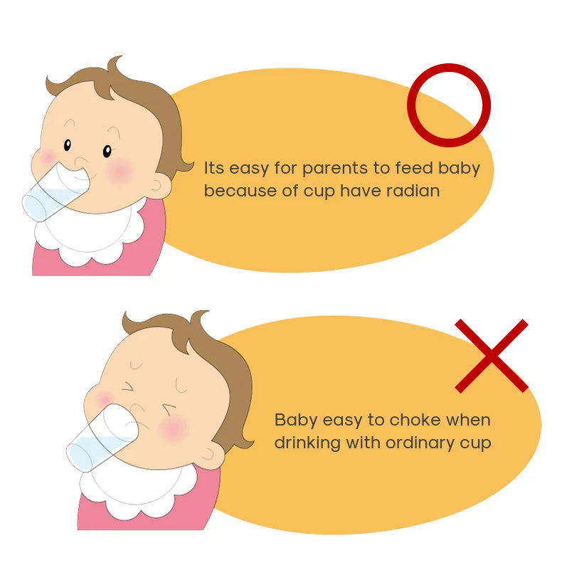 Baby learns to drink water cup, baby drinks water and milk, anti choking and nose protection, slanted mouth cup