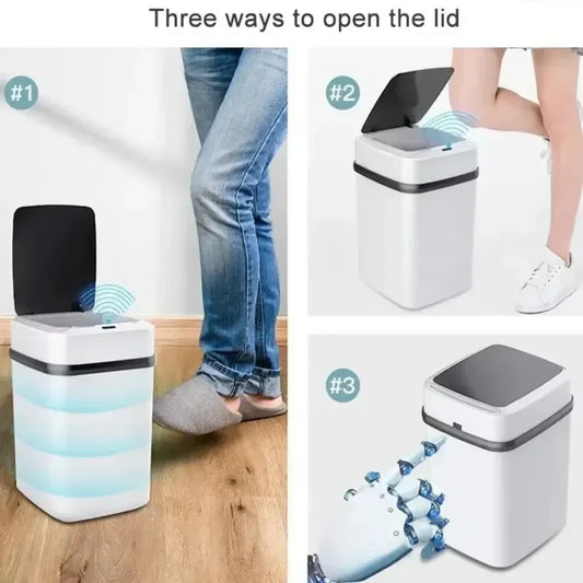 Smart Sensor 13L Trash Can 2025 - Touch-Activated Automatic Lid Bathroom Kitchen Toilet, Waterproof Waste Organizer