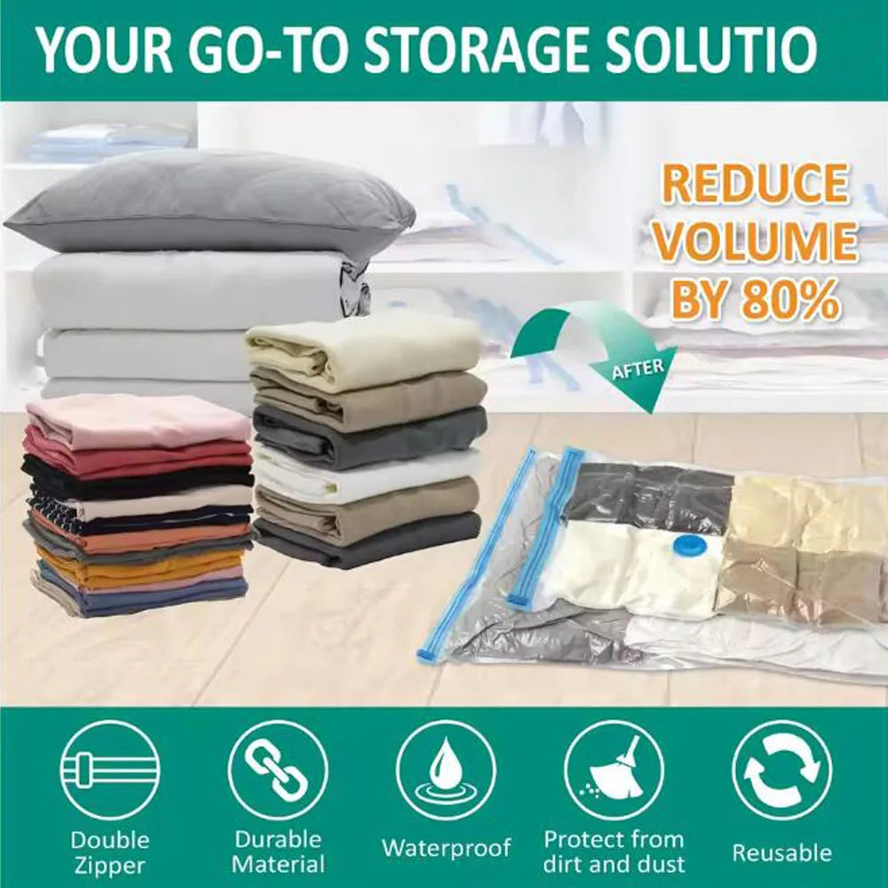 1/5 Pack Vacuum Storage Bags, Space Saver Bags Compression for Comforters and Blankets, Sealer Clothes Travel Packing Organizer