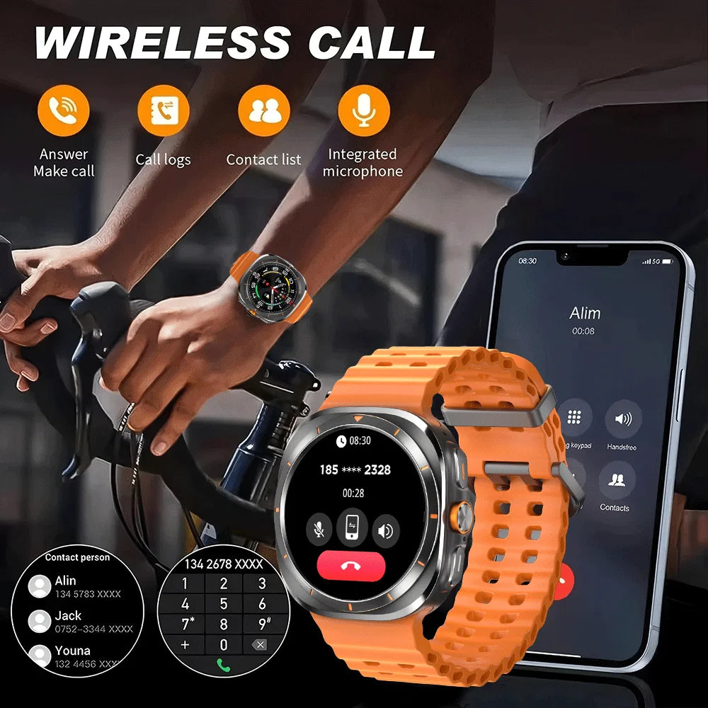 ساعة ذكية 8 ألترا 2025، ألوان متناسقة، نظام تحديد المواقع العالمي (GPS)، بوصلة، بلوتوث، اتصال لاسلكي (BT)، تقنية الاتصال قريب المدى (NFC)، مقاومة للماء بمعيار IP68، ذاكرة 4 جيجابايت، مراقبة صحية، تقليل استهلاك الطاقة بنسبة 100%